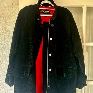 ✨ Vintage Escada by Margaretha Ley Quilted Black Velvet Coat – Size 34 Excellent